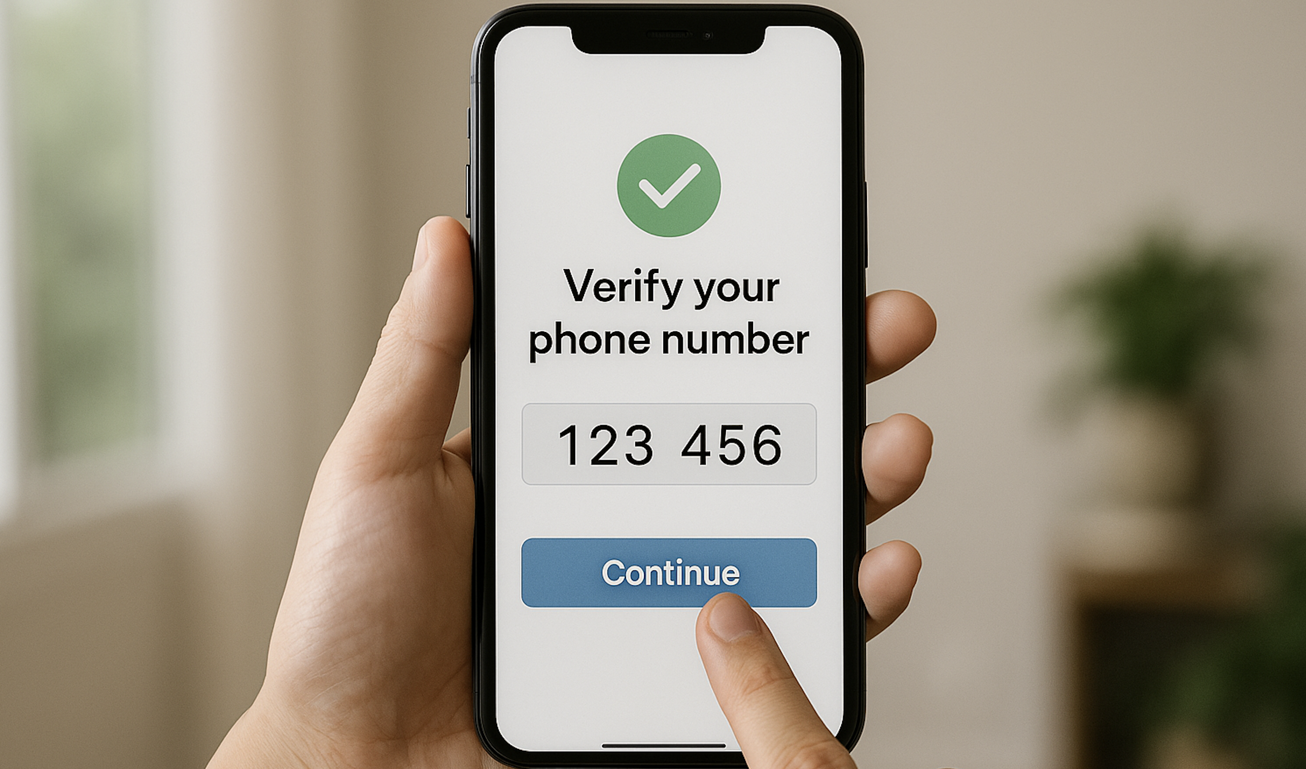Bekräfta ditt telefonnummer enligt appens instruktioner