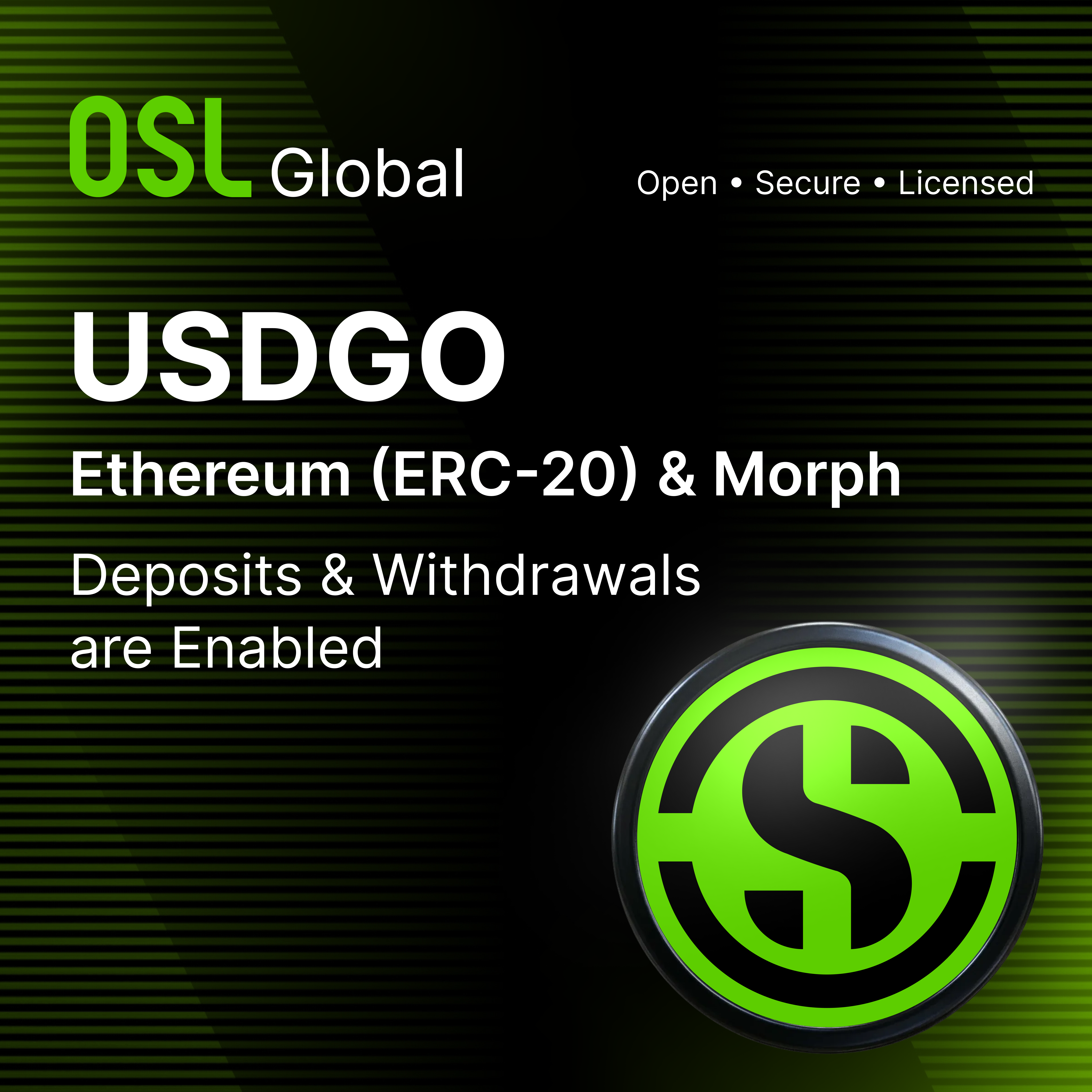 OSL Global to support USDGO (USDGO) on the Ethereum (ERC-20) and Morph network 