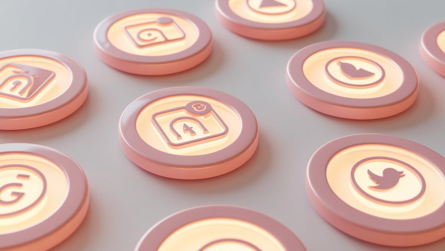 3D Glowing social tokens with creator icons in a light style, no more element, no word.jpg