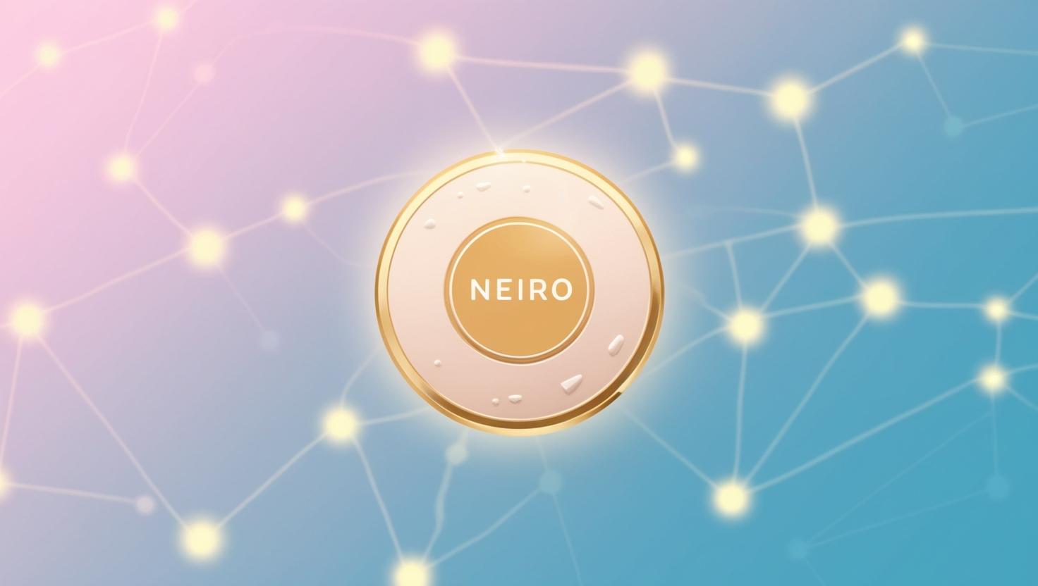 3D Neiro (NEIRO) token with a glowing neural network background, representing AI and decentralized blockchain technology in a light style, no more element, no text.jpg