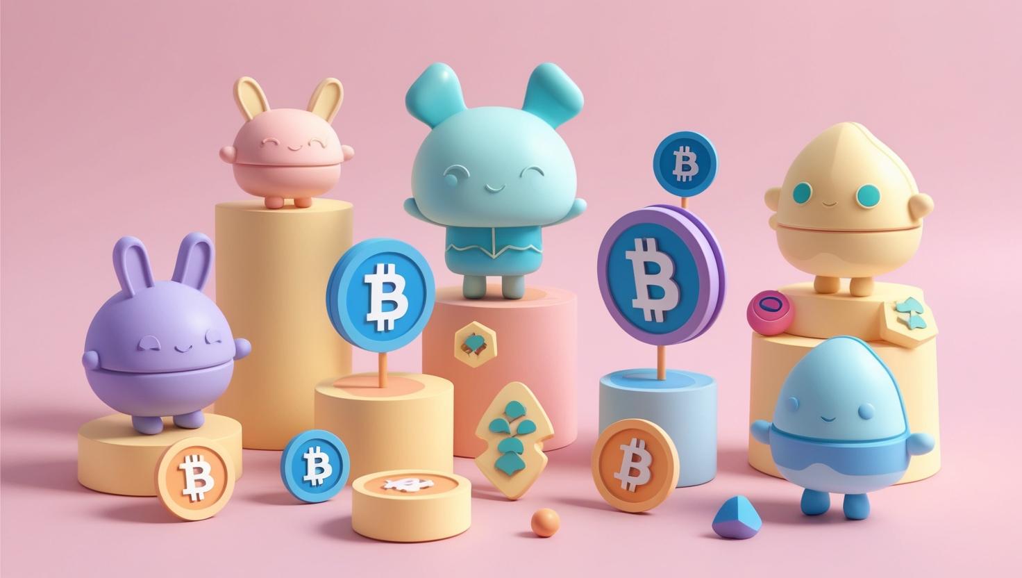 3D NFT gaming assets (characters, items) with blockchain icons in a light style, no more element, no word (1).jpg