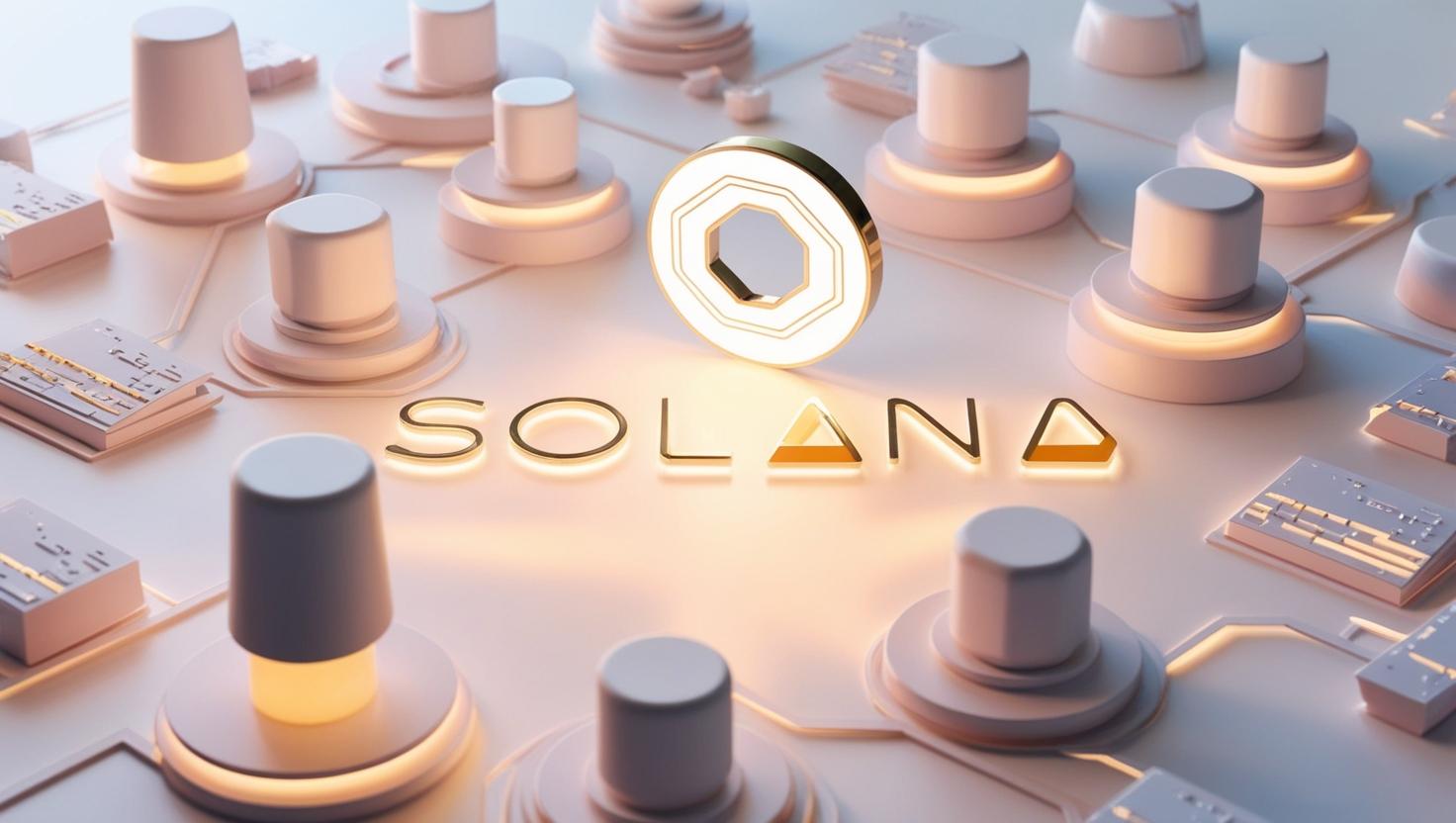 3D Glowing Solana and Aptos logos with developer tools and blockchain nodes in a light style, no more element, no word (1).jpg