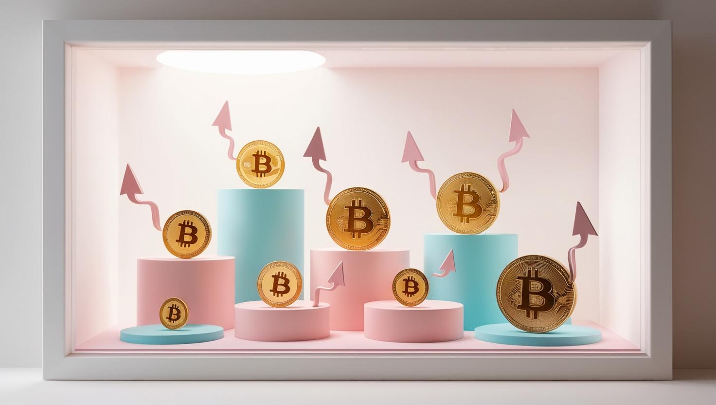 A 3D visual of Bitcoin prices on different exchanges, with arrows showing price differences in a light style, no more element, no word (2).jpg