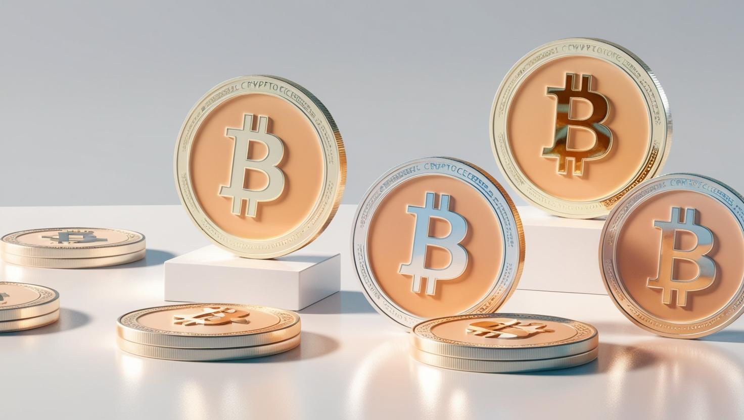 3D image with cryptocurrency symbols digital coin in a light style, no more element, no word.jpg