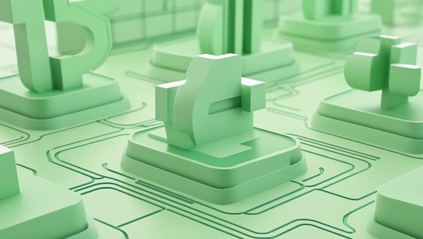 3D crypto light green blockchain fields, representing the new era of decentralized infrastructure in crypto in a light style, no more element.jpg