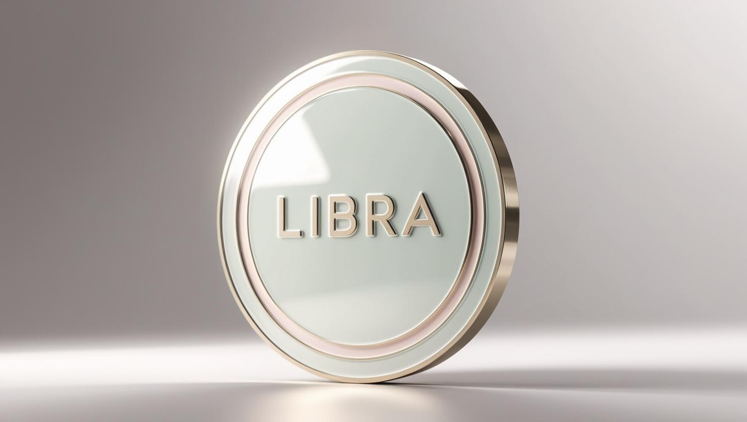3D illustration of a shiny, futuristic memecoin coin labeled -LIBRA- in a light style, no more element, no word.jpg