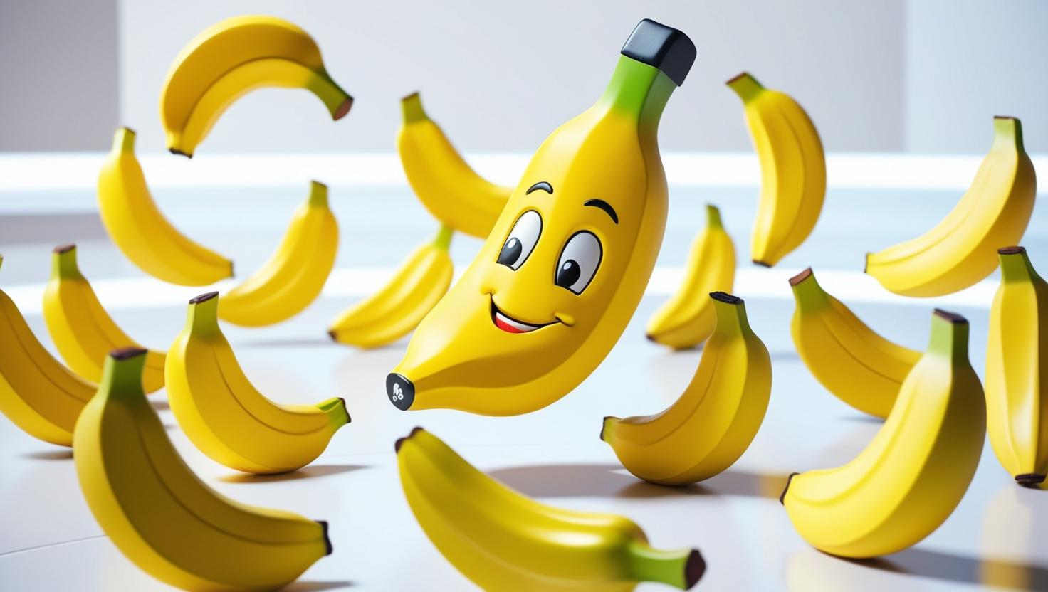3D vibrant Banana token with cartoonish and bananas in a playful digital environment in a light style, no more element, no text.jpg
