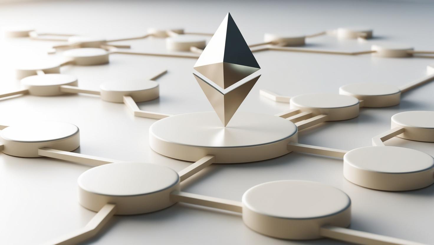 3D Virtual chain and Ethereum network in a light style, no more element, no word.jpg