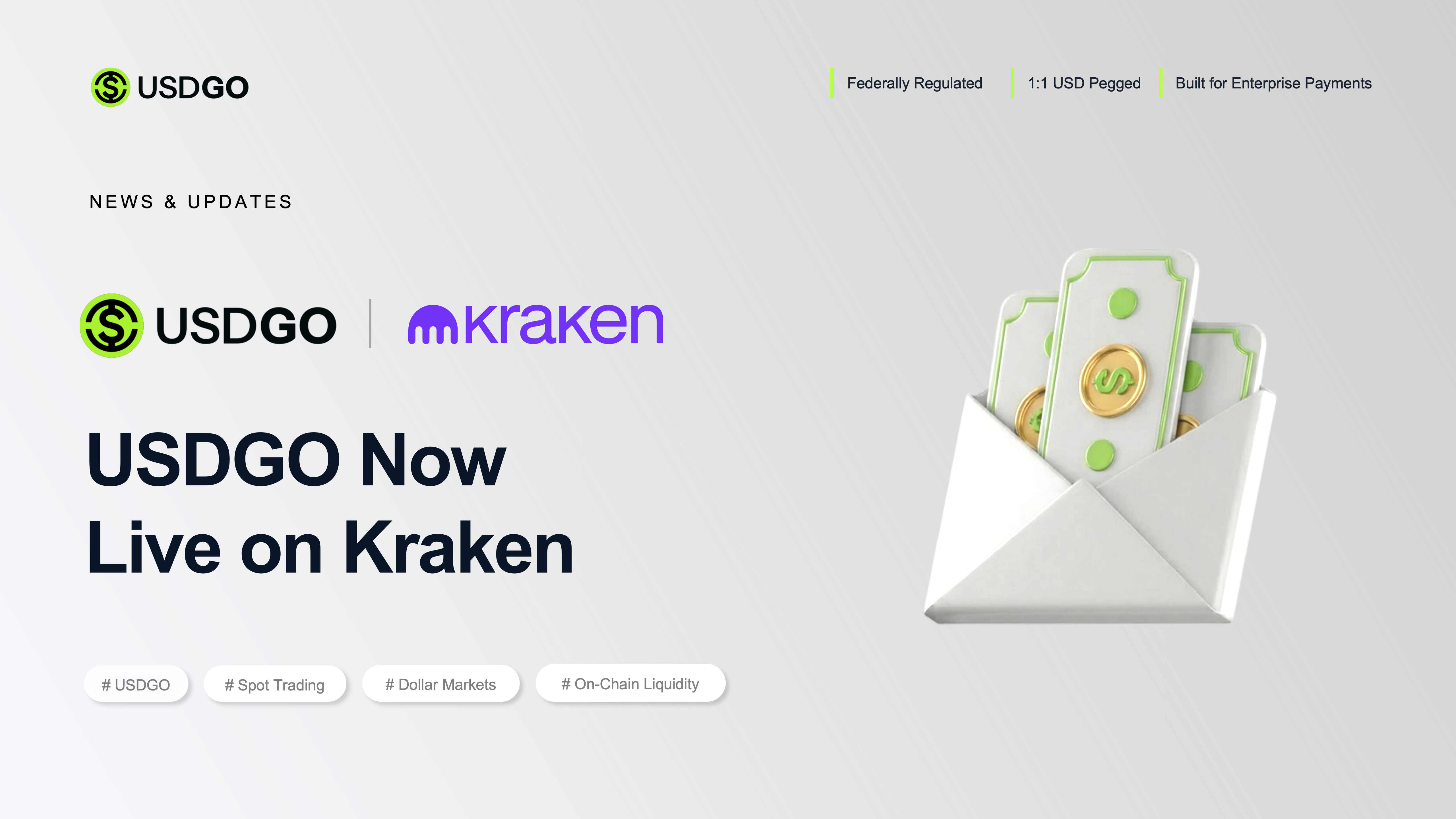 USDGO Now Live on Kraken, Tightening the Link Between Dollar Markets and On-Chain Liquidity