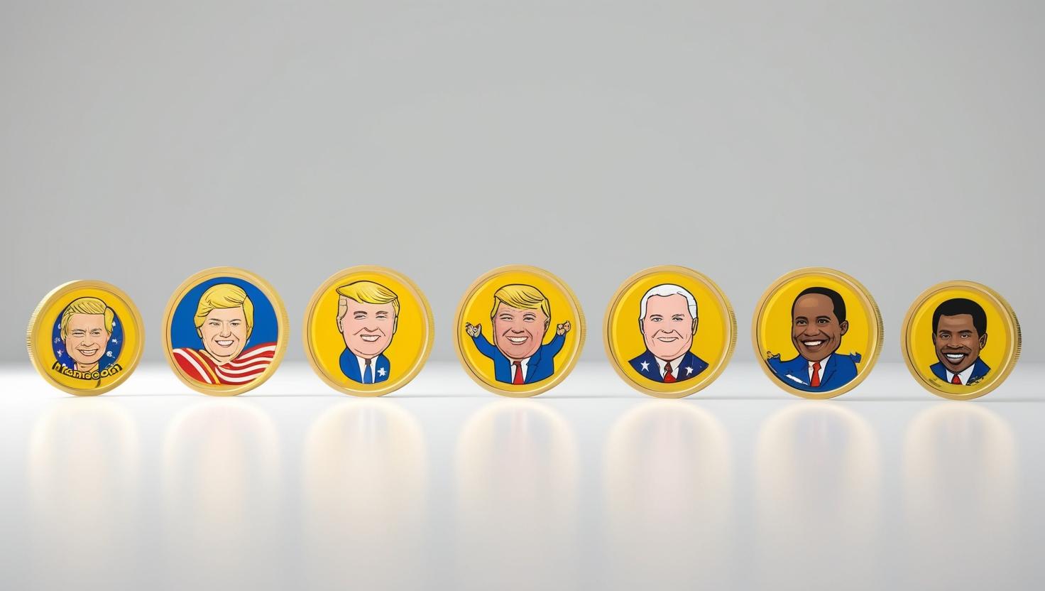 3D visual of political memecoins in a light style, no more element, no word.jpg