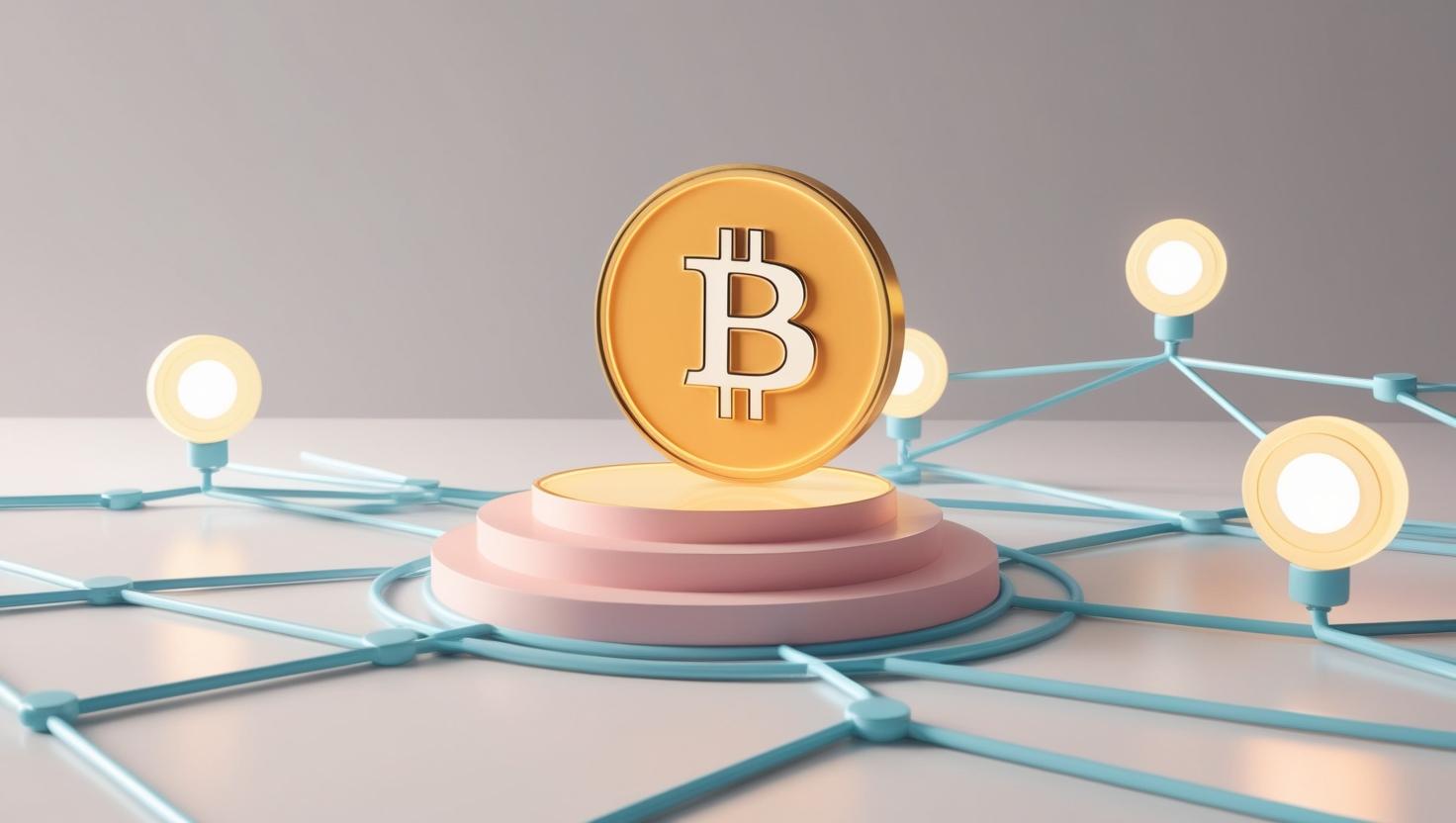 A 3D 3D scene showing Bitcoin integrated into decentralized finance (DeFi) in a light style, no more element, no word (1).jpg