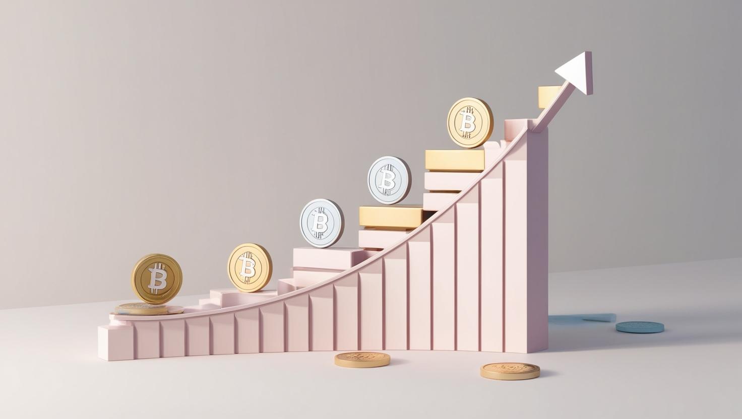 3D illustration of a bonding curve, showing price vs. quantity graph with tokens and liquidity pools on the curve, highlighting its dynamic pricing. in a light style, no more element, no text.jpg
