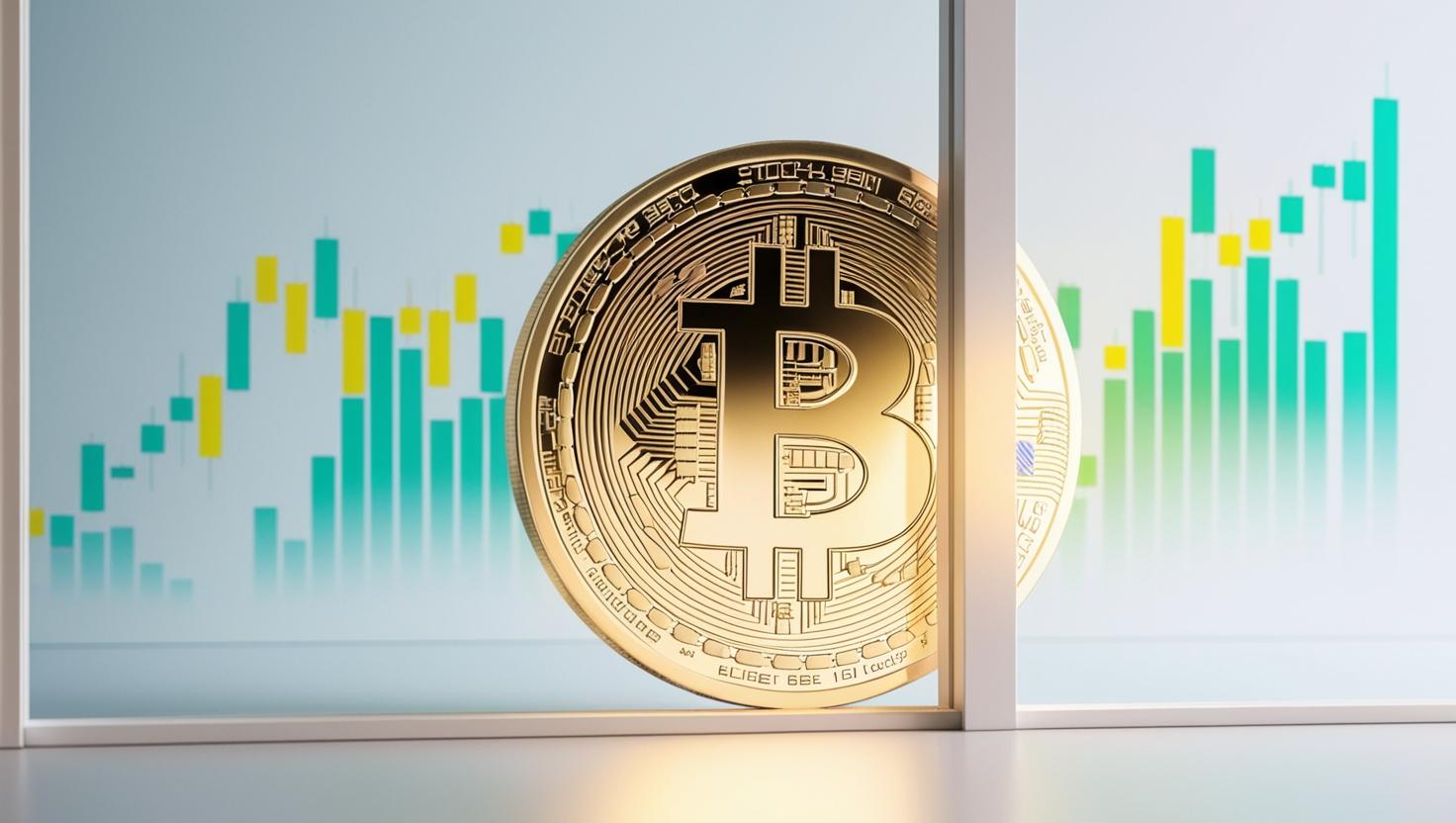 3D Glowing Bitcoin and stock market charts overlapping in  a light style, no more element, no word (2).jpg
