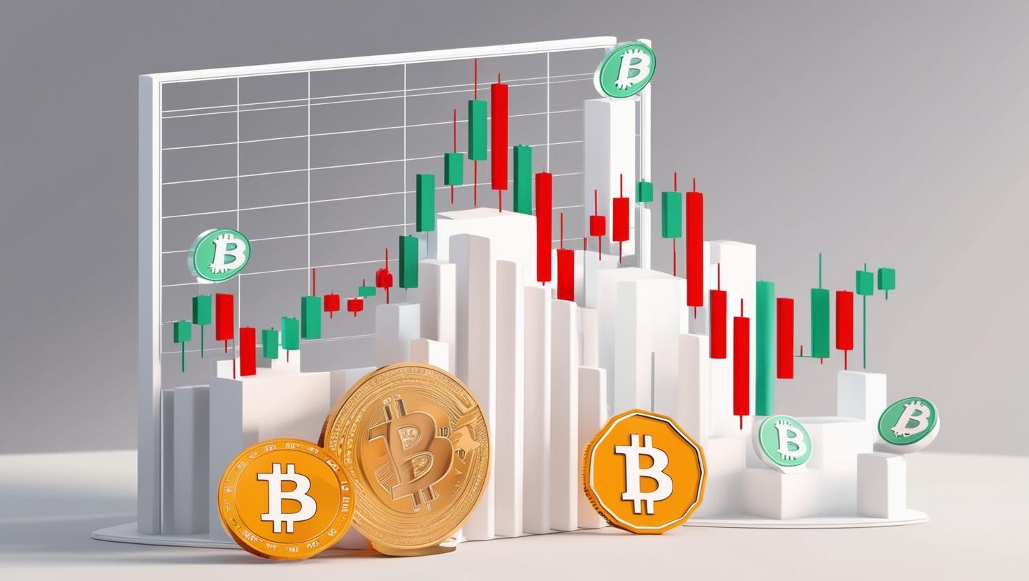 3D stock chart merging with crypto candlestick chart, dollar and Bitcoin symbols in a light style, no more element.jpg