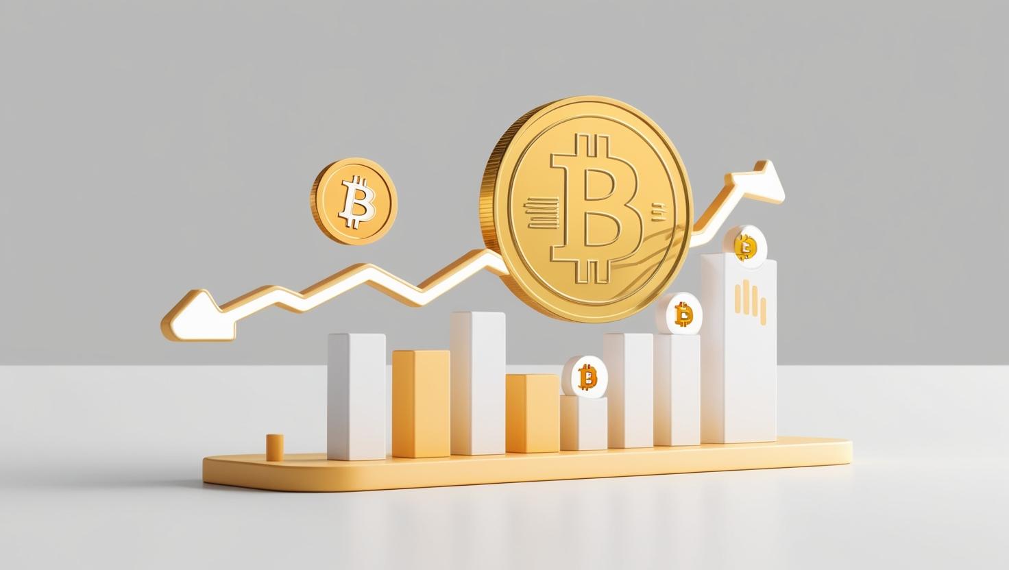 3D NFT,coin chart with Bitcoin coin , value icons in a light style, no more element, no word (3).jpg