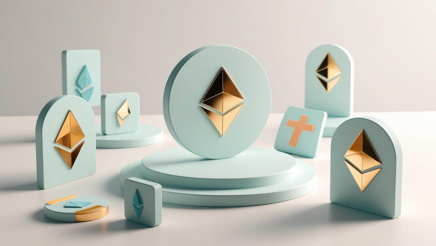 3D Ethereum blockchain and transaction icons in a light style, no more element, no word (1).jpg