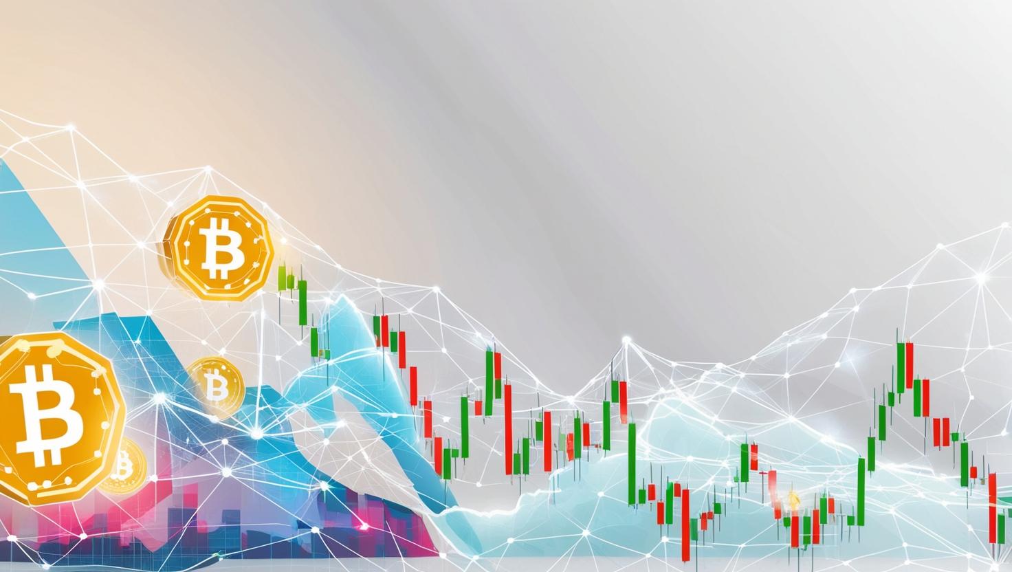 Background with a transparent blockchain network and market charts, illustrating the digital trading environment and crypto assets in action in a light style, no more element, .jpg