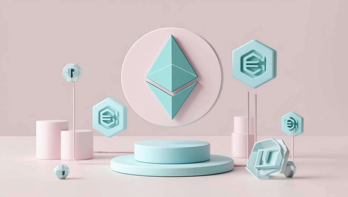 3D blockchain mechanics with ETH cryptocurrency in a light style, no more element.jpg