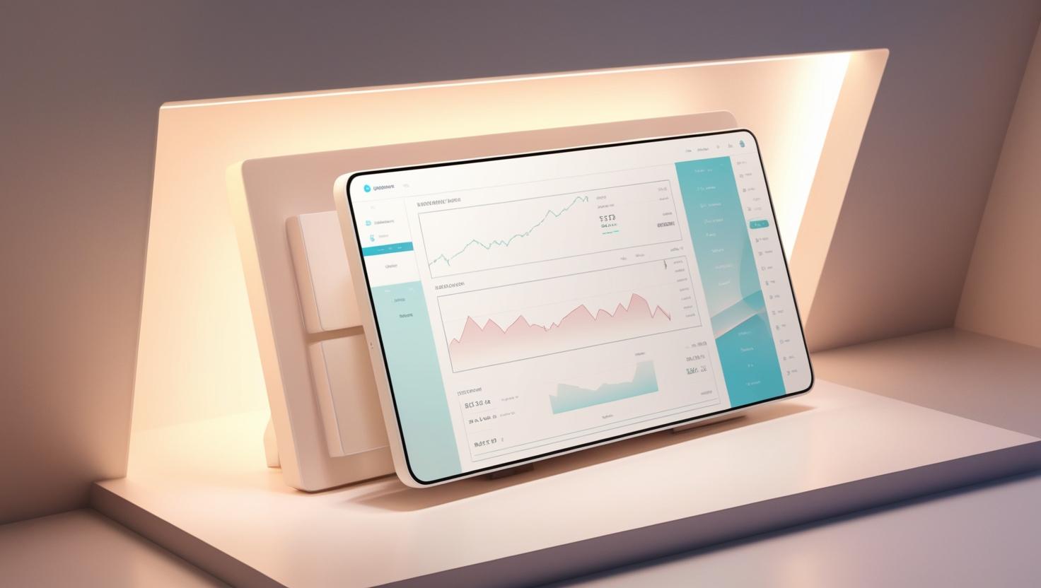 3D interface of a trading platform in a light style, no more element, no text.jpg
