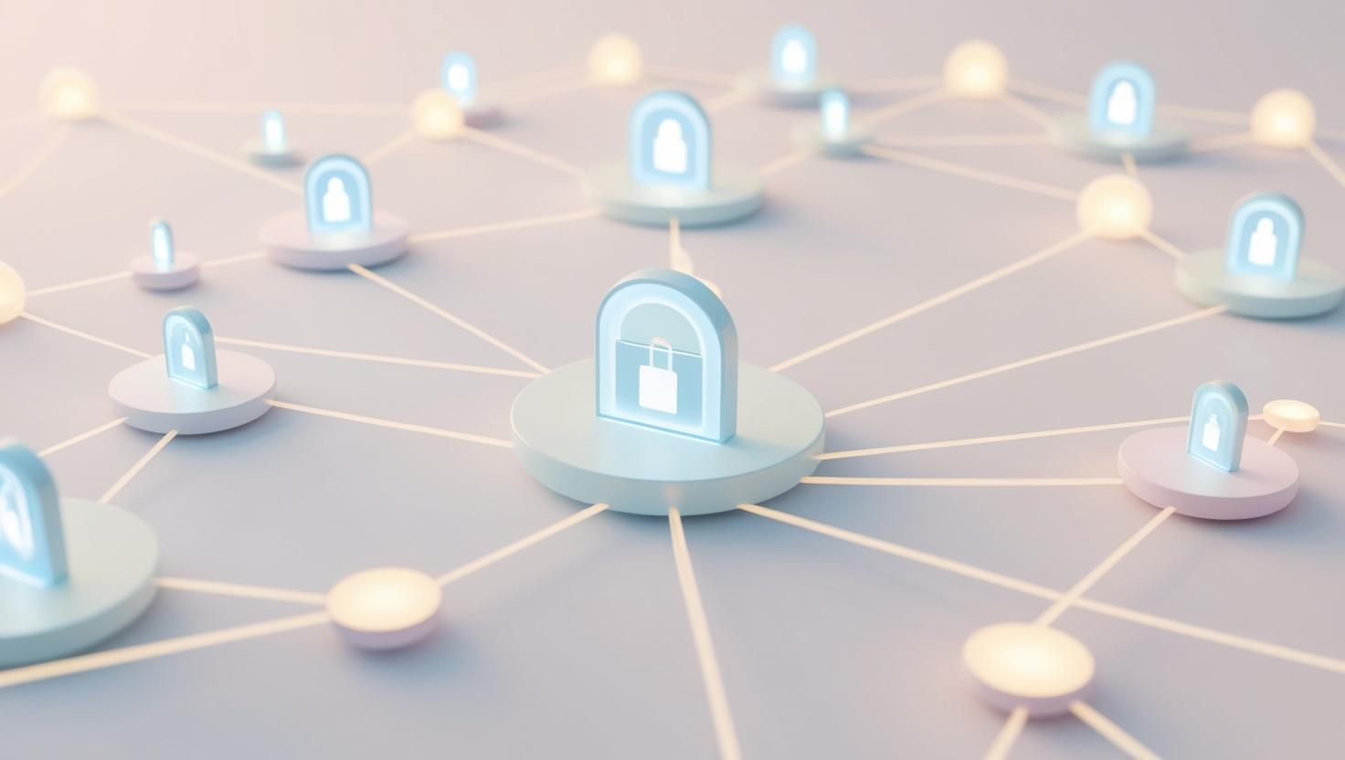 3D digital representation ofa secure blockchain network in a light style, no more element, no text.jpg