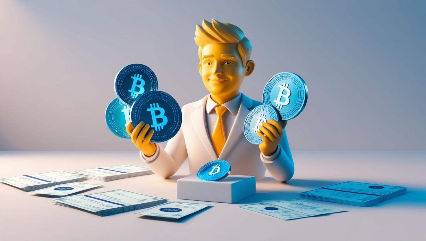 3D an investor holds crypto assets and sells options in a light style, no more element, no more text and word (1).jpg
