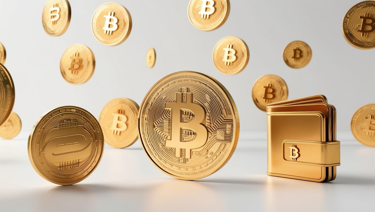3D cryptocurrency coins moving between bank and wallet icons in a light style, no more element, no word.jpg