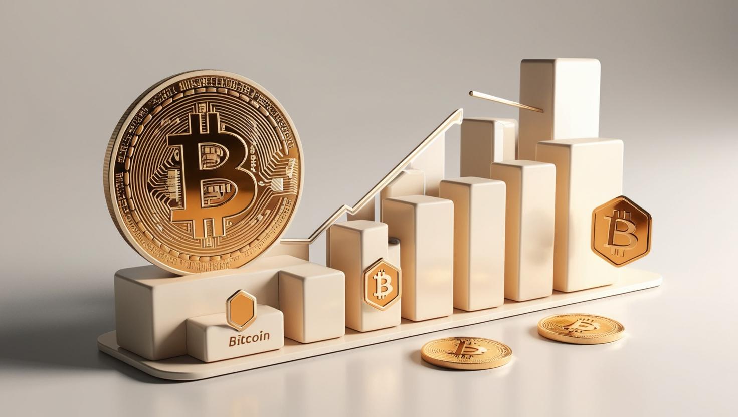 3D coin chart with Bitcoin coin , value icons in a light style, no more element, no word (25).jpg