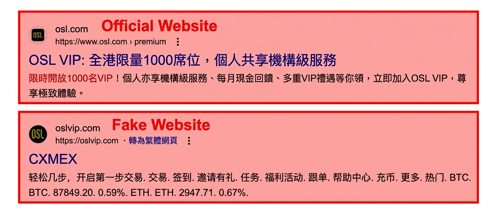 Security Alert: Fake OSL VIP Website (oslvip.com)