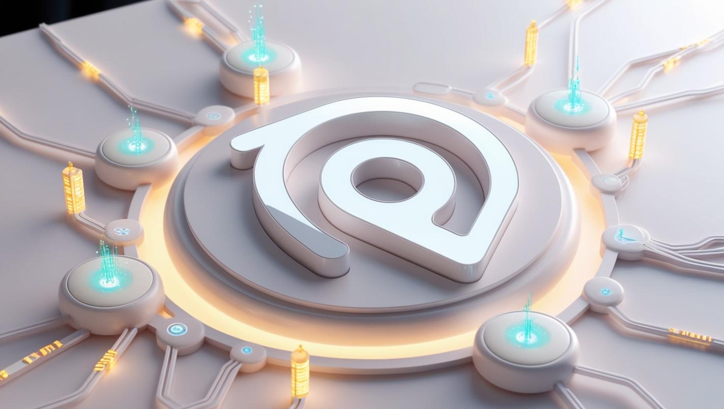 A sleek 3D depiction of the TON logo connected to a futuristic blockchain network, with nodes and data flows representing its decentralized ecosystem in a light style, no more element.jpg