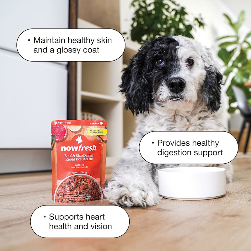 Maintains healthy skin and a glossy coat, provides healthy digestion support, supports heart and health vision