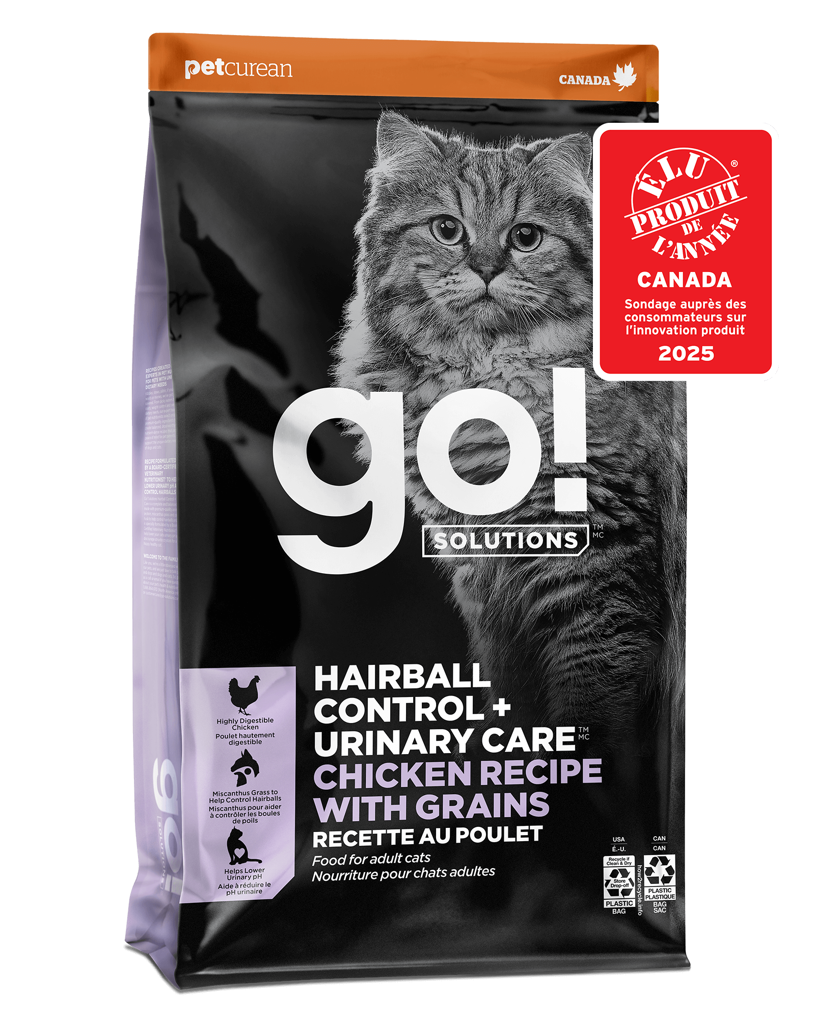 Go! Solutions Hairball Control + Urinary Care Chicken Recipe with Grains for Cats