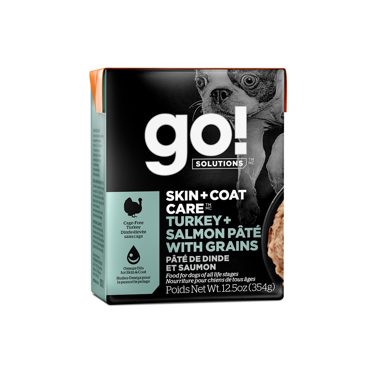 Go! Solutions Skin + Coat Care Turkey + Salmon Pâté with Grains wet food for dogs