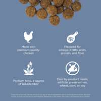 Made with premium-quality chicken, flaxseed, psyllium husk, and zero by-product meals