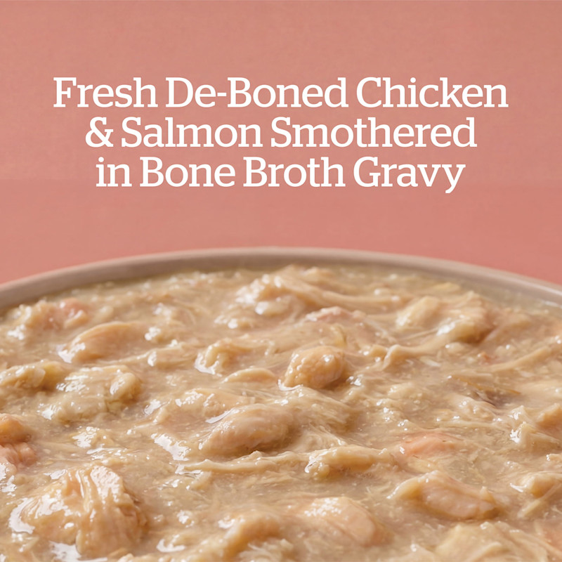 Fresh De-Boned Chicken & Salmon Smothered in Bone Broth Gravy