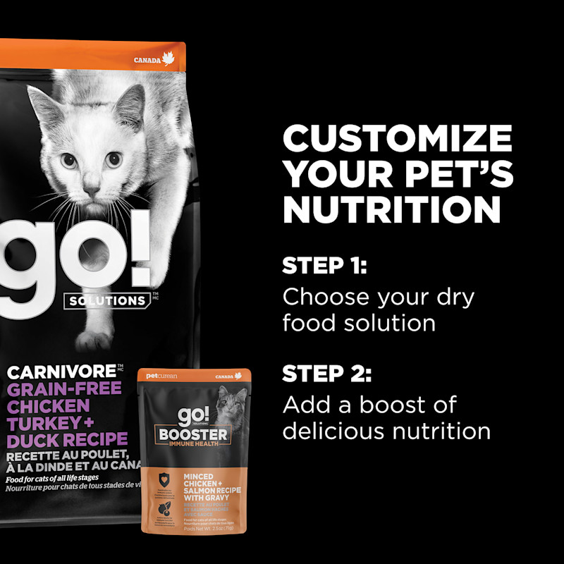 Customize your pet's nutrition with dry food plus Booster recipes