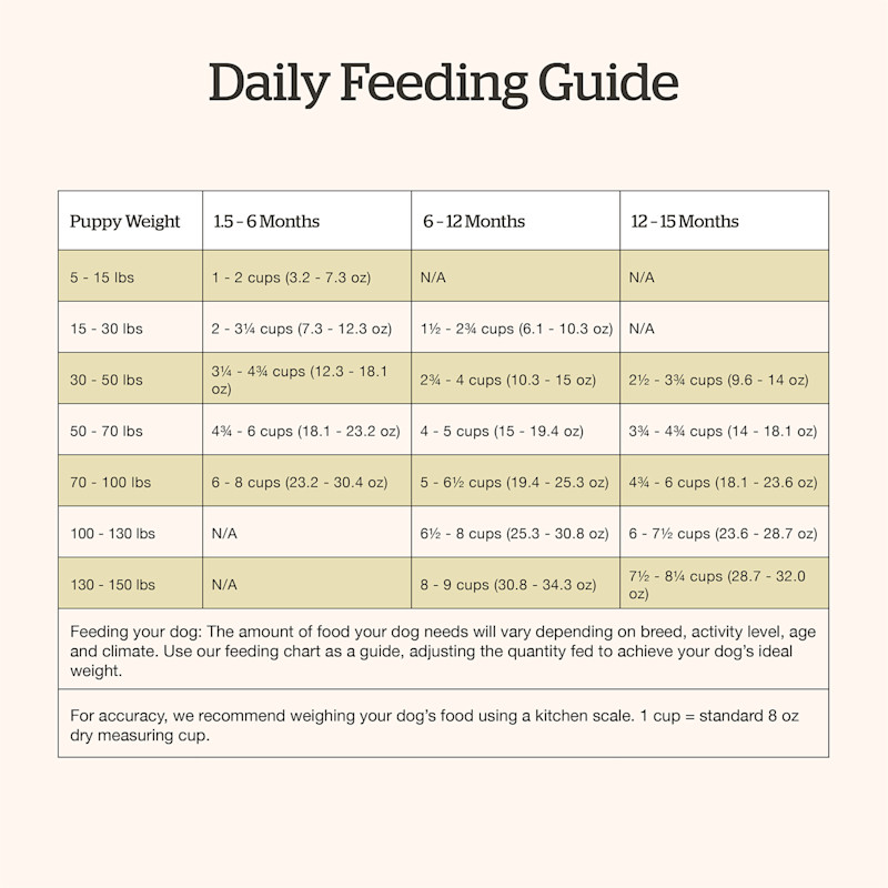 Now Fresh Large Breed Puppy Recipe dog food feeding guide