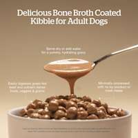 Delicious bone broth coated kibble for adult dogs