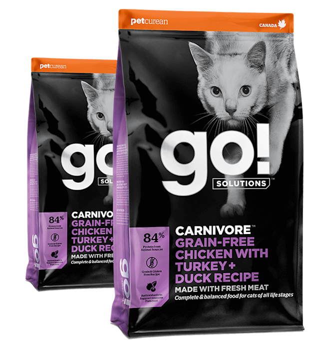 Go! Solutions Carnivore Grain-Free Chicken, Turkey + Duck Recipe for Cats Dry