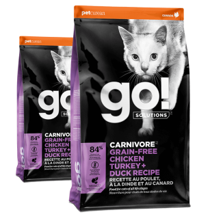 Go! Solutions Carnivore Grain-Free Chicken, Turkey + Duck Recipe for Cats Dry