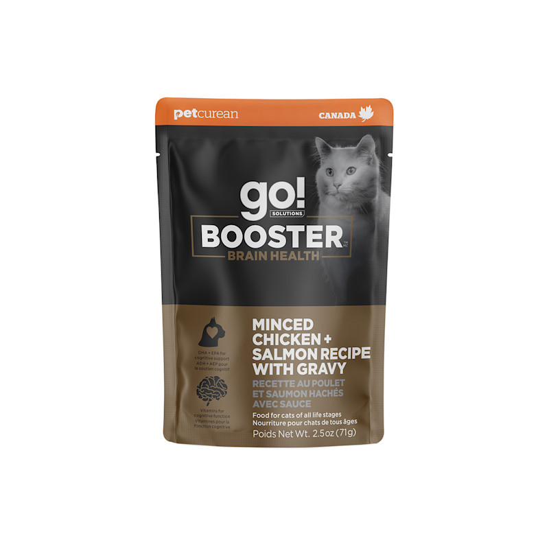 Go! Booster Brain Health Minced Chicken + Salmon Recipe with Gravy for Cats