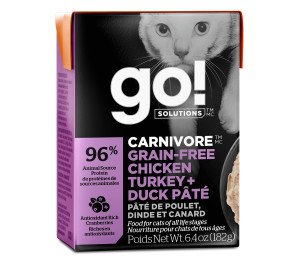 GO! SOLUTIONS CARNIVORE Grain-Free Chicken, Turkey + Duck Pâté for Cats