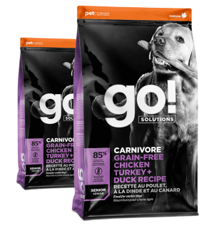 Go! Solutions Carnivore Grain-Free Chicken, Turkey + Duck Senior Recipe for Dogs