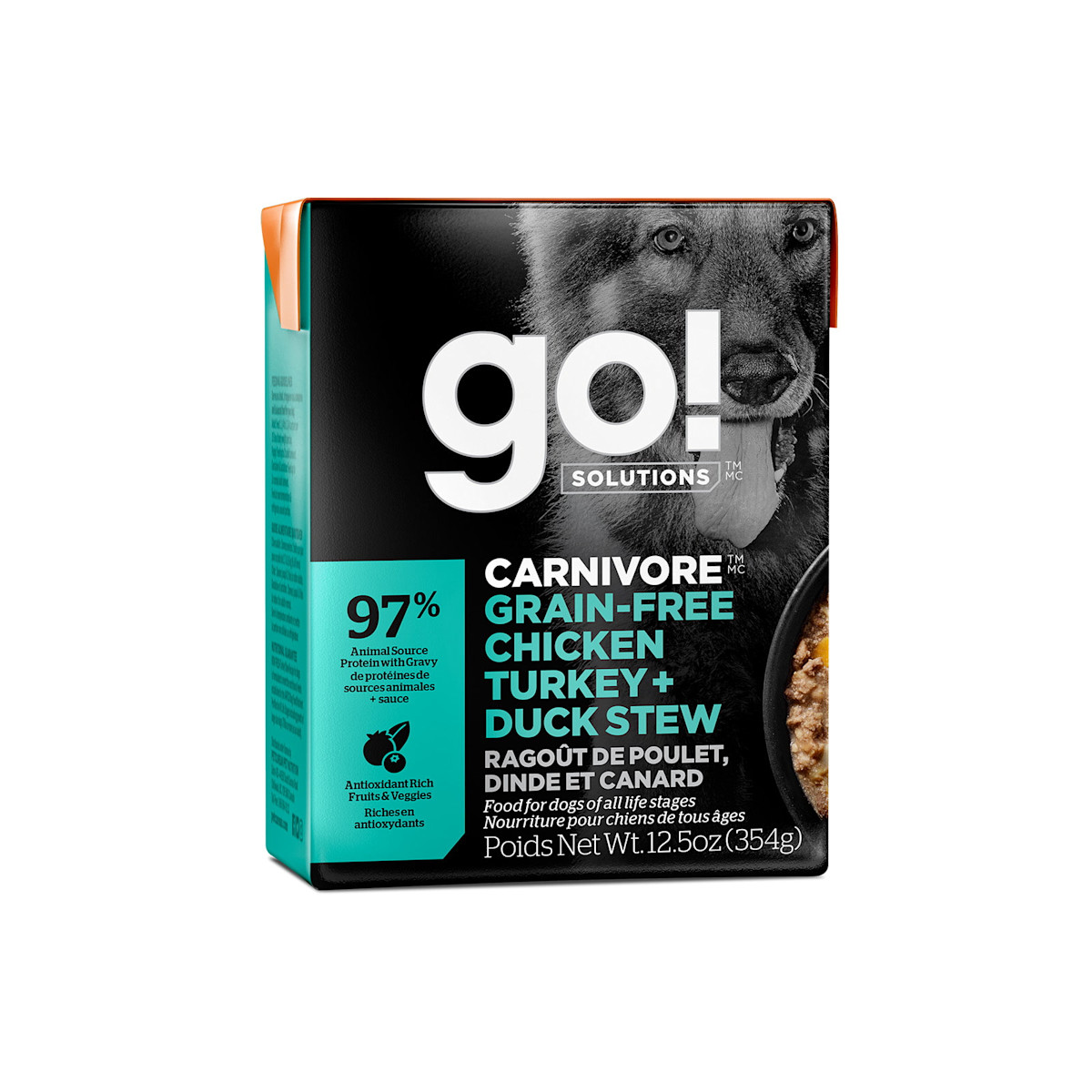 Go! Solutions Carnivore Grain-Free Chicken, Turkey + Duck Stew wet food for dogs