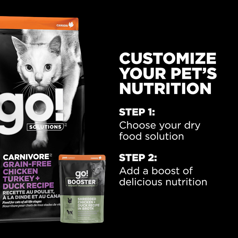 Customize your pet's nutrition with dry food plus Booster recipes