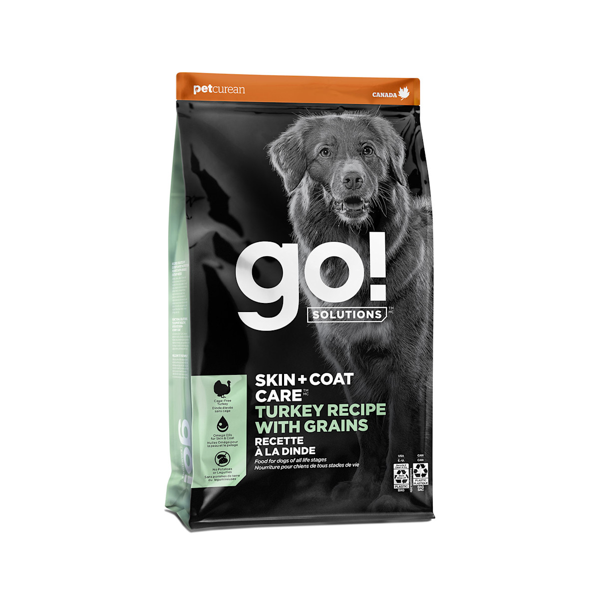 Nourriture sèche pour chiens Go! Solutions Skin + Coat Care, recette à la dinde avec grains