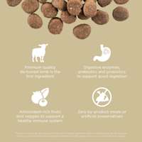 Premium-quality de-boned lamb, digestive enzymes, antioxidant-rich ingredients, and zero by-product meals