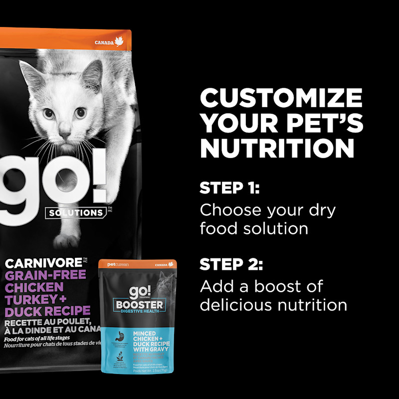 Customize your pet's nutrition with dry food plus Booster recipes