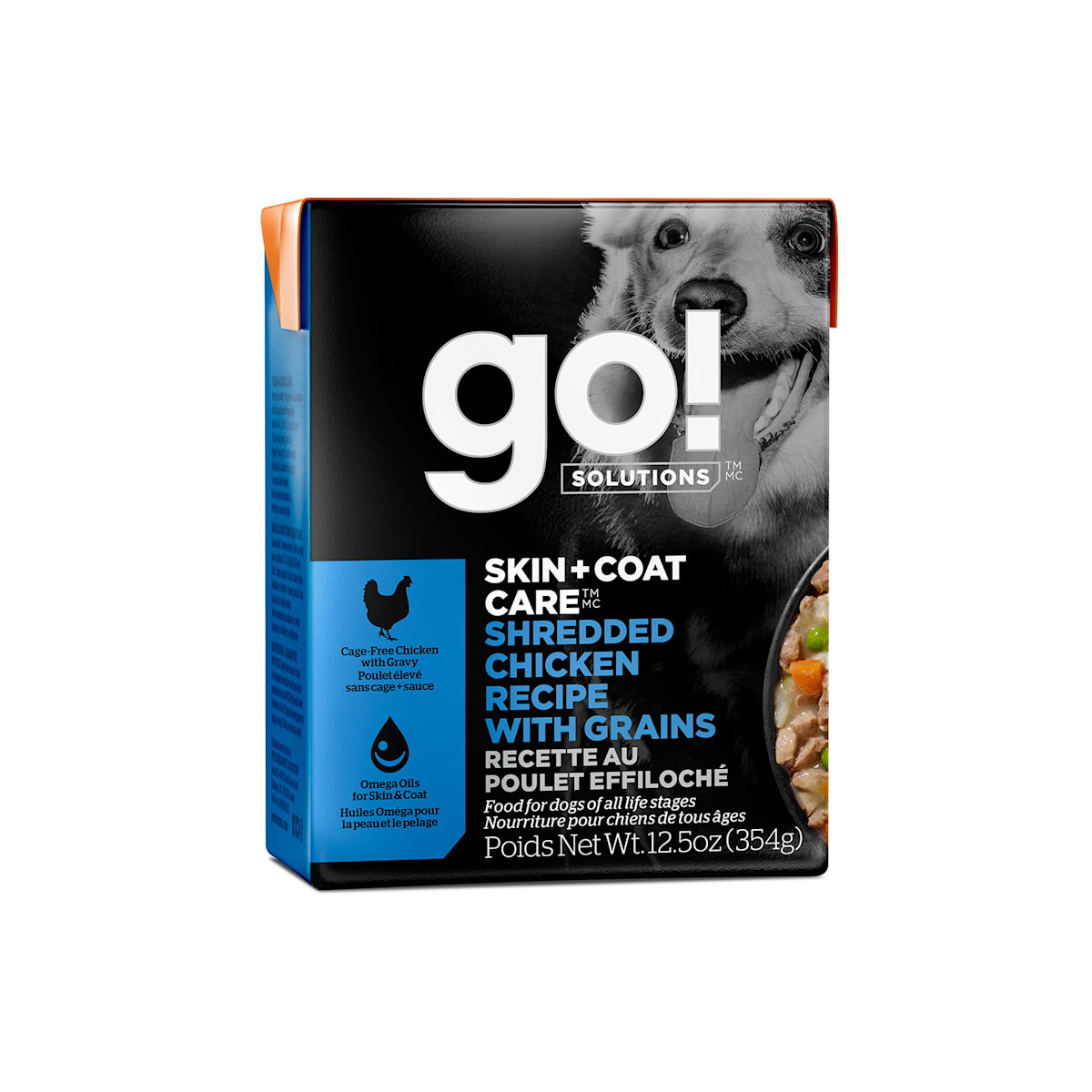 Go! Solutions Skin + Coat Care Shredded Chicken Recipe with Grains wet food for dogs