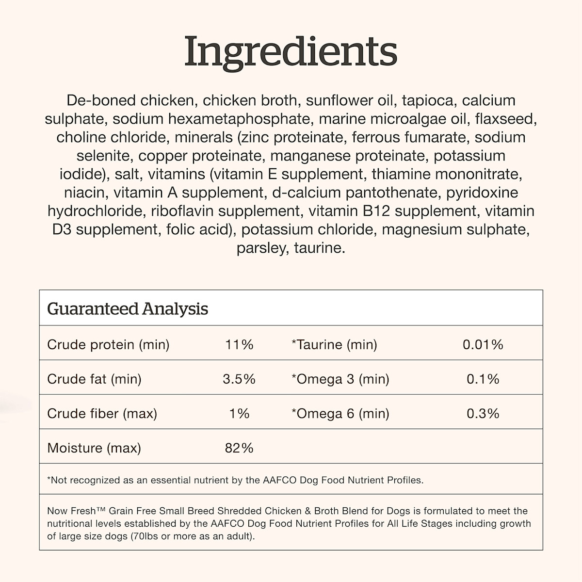 Now Fresh Small Breed Chicken & Broth Blend wet dog food ingredients
