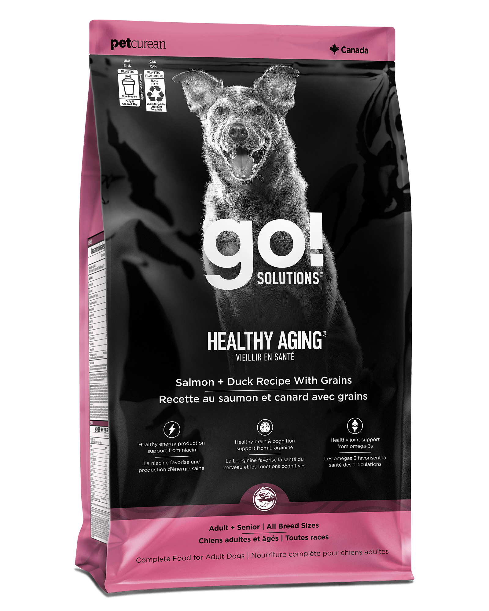 Croquettes Go! Solutions Healthy Aging, recette au saumon et au canard pour chiens